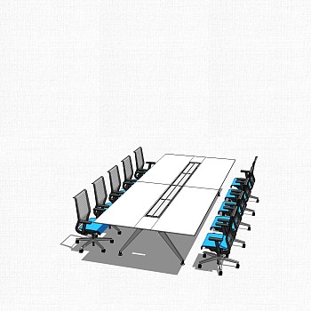 现代简约会议桌草图大师模型，会议桌skp模型下载