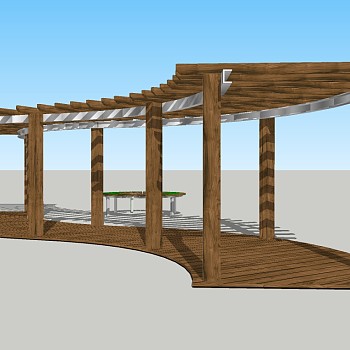 现代廊架草图大师模型，廊架sketchup模型下载
