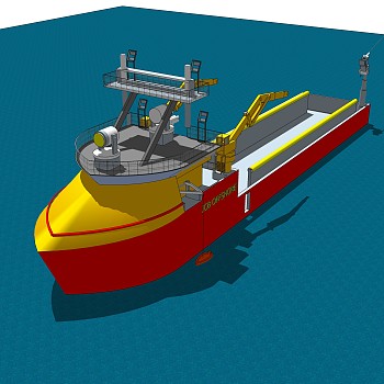 现代工程船船舶SU模型，工程车SKB文件下载
