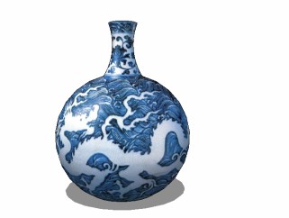 中式青花瓷陶罐草图大师模型，陶罐sketchup模型下载