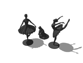现代芭蕾舞女孩抽象雕塑草图大师模型，芭蕾舞女孩抽象雕塑sketchup模型下载