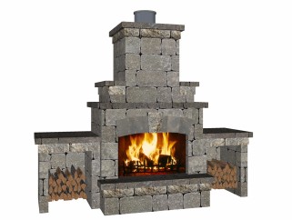 自然风壁炉免费su模型，壁炉skp模型下载