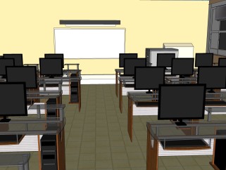 现代教室SU模型，教室SKB文件下载