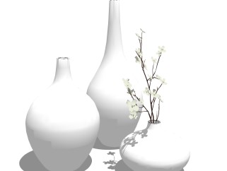 白瓷花瓶摆件草图大师模型,现代装饰品su模型下载