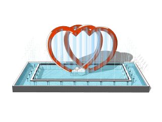 现代婚礼心形喷泉草图大师模型，婚礼su模型下载