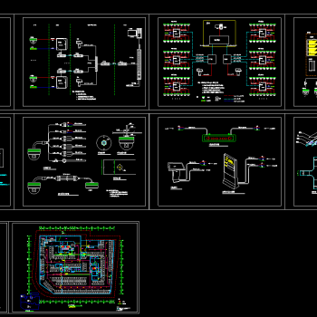 原创视频车位引导系统弱电监控停车场图纸，停车场弱电系统CAD设计图纸下载