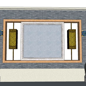 中式景观墙草图大师模型，景墙sketchup模型skp文件模型下载