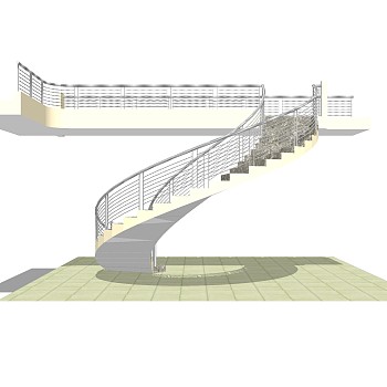 现代弧形楼梯草图大师模型，弧形楼梯sketchup模型免费下载