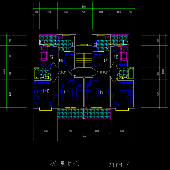 1梯2户户型图，户型图CAD施工图纸下载