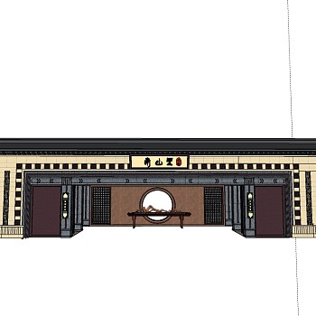 新中式入口大门草图大师模型，入口大门sketchup模型下载