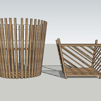 现代实木篓草图大师模型，实木篓sketchup模型下载