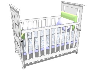 美式婴儿床草图大师模型，婴儿床skb文件下载