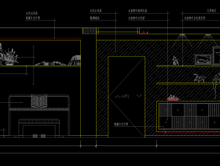 餐厅区装饰墙,酒架造型CAD立面图.餐厅CAD施工图
