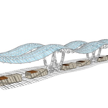 工业风雨棚草图大师模型，雨棚sketchup模型下载