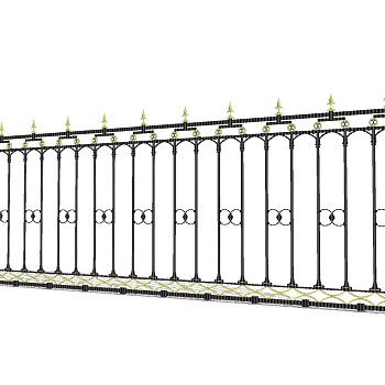欧式铁艺景观墙围墙草图大师模型，铁艺景观墙围墙sketchup模型下载
