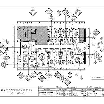 现代中式餐厅CAD施工图免费下载