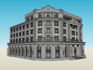 欧式酒店草图大师模型下载，酒店sketchup模型