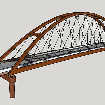 现代跨河大桥草图大师模型，跨河大桥su模型下载