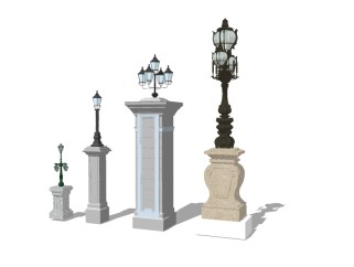 欧式造型灯柱组合草图大师模型，造型灯柱组合sketchup模型下载