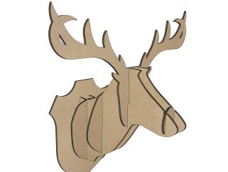 北欧木质鹿头墙饰su模型,摆件草图大师模型下载