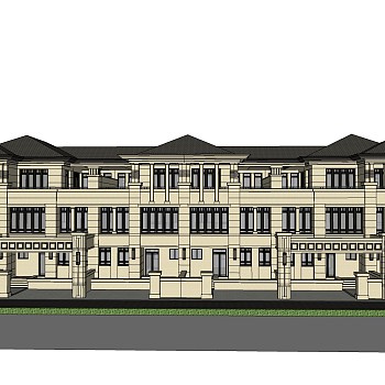 欧式别墅外观草图大师模型，SU模型免费下载