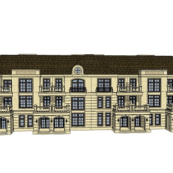 法式别墅外观草图大师模型，别墅外观sketchup模型免费下载