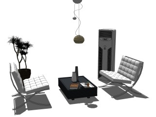 现代客厅单人沙发组合草图大师模型，客厅单人沙发组合sketchup模型免费下载