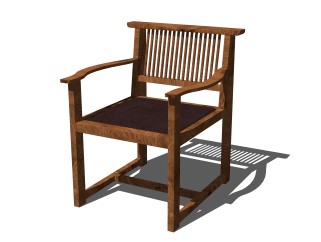  中式实木单椅草图大师模型，单椅sketchup模型下载