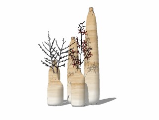  现代花瓶花卉草图大师模型，花瓶花卉sketchup模型下载