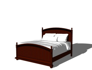 简欧双人床免费su模型，简欧双人床sketchup模型下载