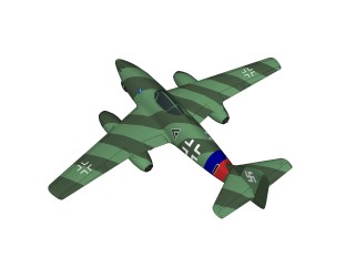 德国ME-262喷气战斗机su模型，歼击机草图大师模型下载