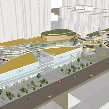 现代商业综合体草图大师模型，商业街sketchup模型免费下载