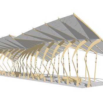 现代异形造型廊架草图大师模型，异形造型廊架sketchup模型下载