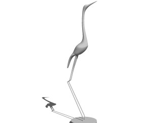 现代丹顶鹤雕塑草图大师模型，雕塑su模型下载