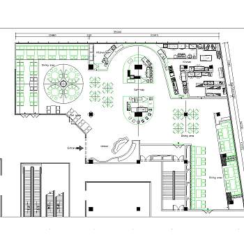 现代自动餐厅设计CAD施工图及效果图下载