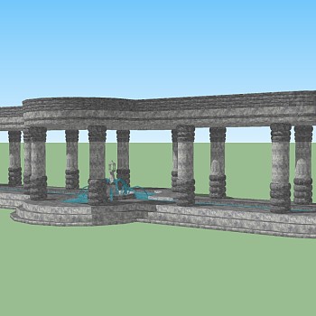 现代大理石景观廊架草图大师模型，大理石景观廊架sketchup模型下载