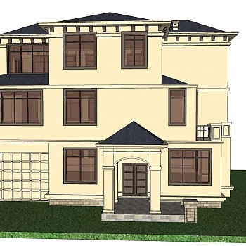 现代别墅外观草图大师模型，别墅外观sketchup模型免费下载