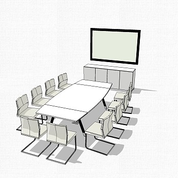 会议桌草图大师模型，会议桌sketchup模型，会议桌su素材下载