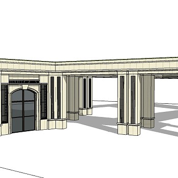 欧式入口大门草图大师模型下载，入口大门sketchup模型