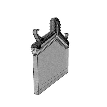 徽派马头墙skb模型分享，马头墙SU模型下载