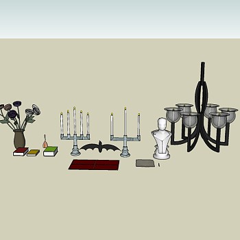 现代室内陈设组合草图大师模型，室内陈设sketchup模型下载