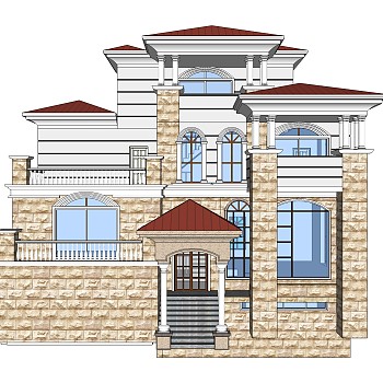 欧式别墅su模型，别墅sketchup模型下载