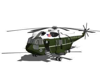 现代直升机免费su模型，直升机skp模型，直升机su素材下载