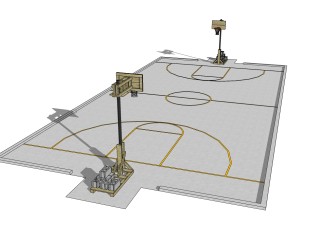 现代篮球场草图大师模型，篮球场su模型下载