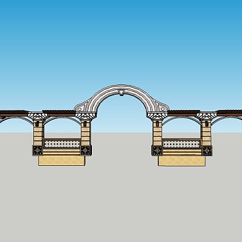 欧式入口大门su模型下载，sketchup入口大门skp模型