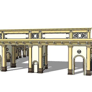 欧式入口大门skp文件下载，入口大门sketchup模型下载