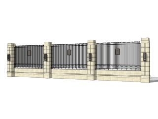 现代围墙护栏免费su模型，栏杆skb文件下载