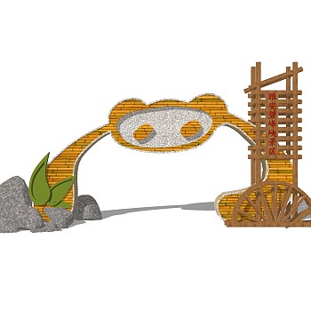 新中式门头草图大师模型，门头sketchup模型免费下载