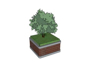 现代方形树池sketchup模型下载，景观树池skb模型分享