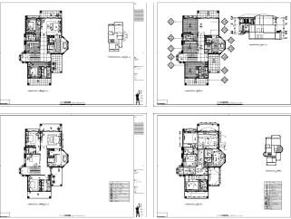 中山凯茵新城House C、D别墅户型图CAD施工图套图，别墅CAD建筑图纸下载